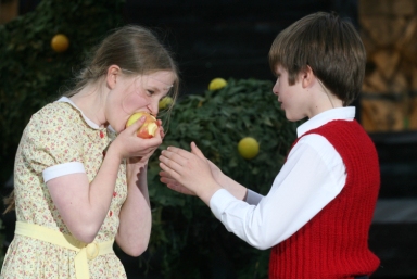 Eve and Adam biting apple